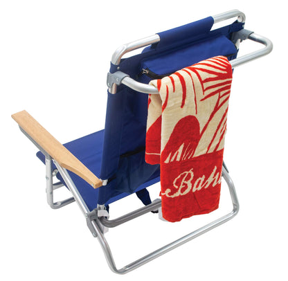 Tommy Bahama 2-Pack 5-Position Classic Lay Flat Backpack Beach Chair with Cooler and Cup Holder, Portable Folding Beach Chair for Tanning, Navy