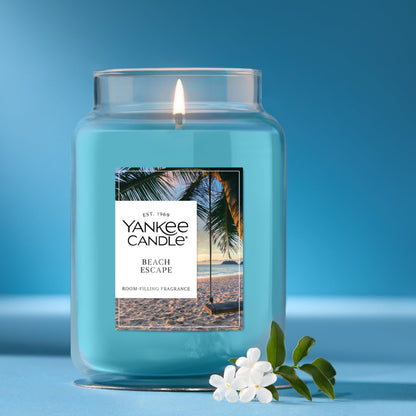 Yankee Candle Beach Escape, Scented Candle, 22oz Large Jar with up to 150 Hour Burn Time, Giftable