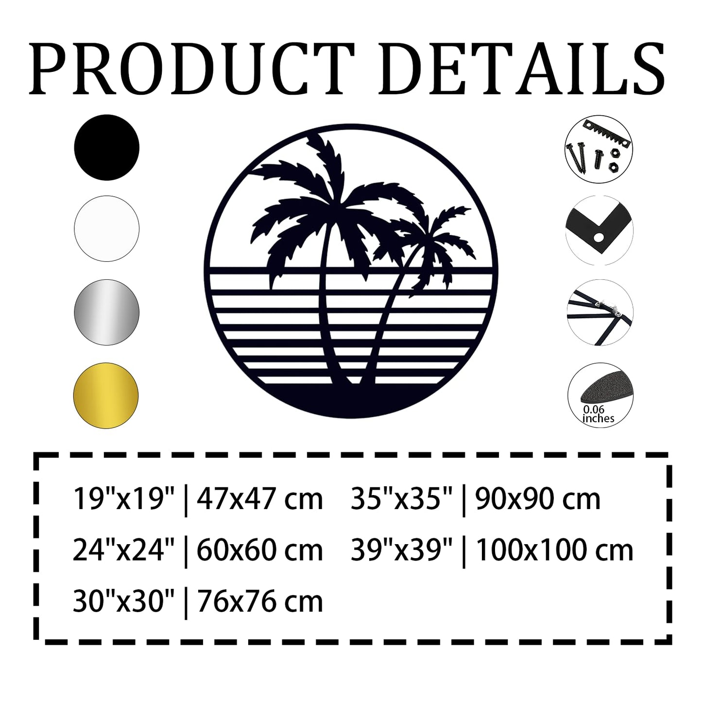 Metal Palm Tree Wall Decor, Art, Coastal, Tropical, Beach, Hawaiian, Bedroom