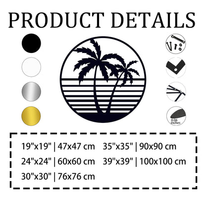 Metal Palm Tree Wall Decor, Art, Coastal, Tropical, Beach, Hawaiian, Bedroom