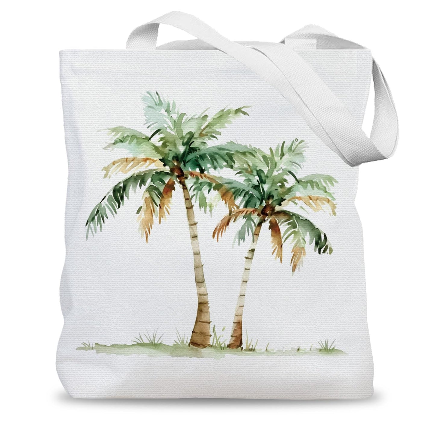 LADOCK Tropical Palm Tree Tote Bag, Summer Coastal Beach Canvas Tote Bags for Women, Beach Lover Gifts for Women, Coastal Tropical Botanical Reusable Grocery Shopping Bags
