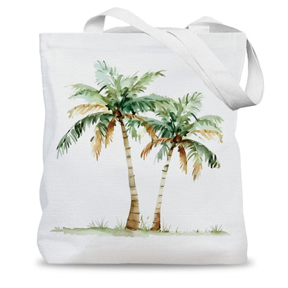 LADOCK Tropical Palm Tree Tote Bag, Summer Coastal Beach Canvas Tote Bags for Women, Beach Lover Gifts for Women, Coastal Tropical Botanical Reusable Grocery Shopping Bags