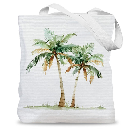 LADOCK Tropical Palm Tree Tote Bag, Summer Coastal Beach Canvas Tote Bags for Women, Beach Lover Gifts for Women, Coastal Tropical Botanical Reusable Grocery Shopping Bags
