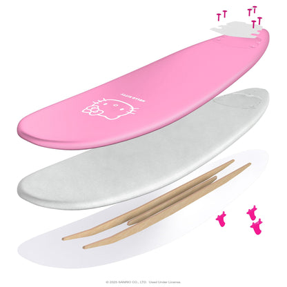 Hello Kitty 8ft Surfboard by Wavestorm | Graphic top Deck with high Density Slick Bottom | for Kids and Adults | Foam Construction with Accessories | Includes Basic Leash