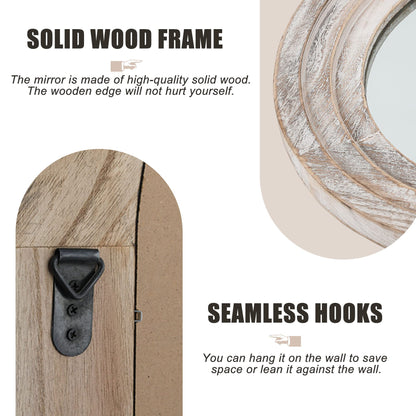 Trvone Arched Full Length Mirror - Solid Wood Frame Floor Mirror with Back Hooks for Vertical Hanging in Bedroom or Living Room (65"x22", Weathering White)