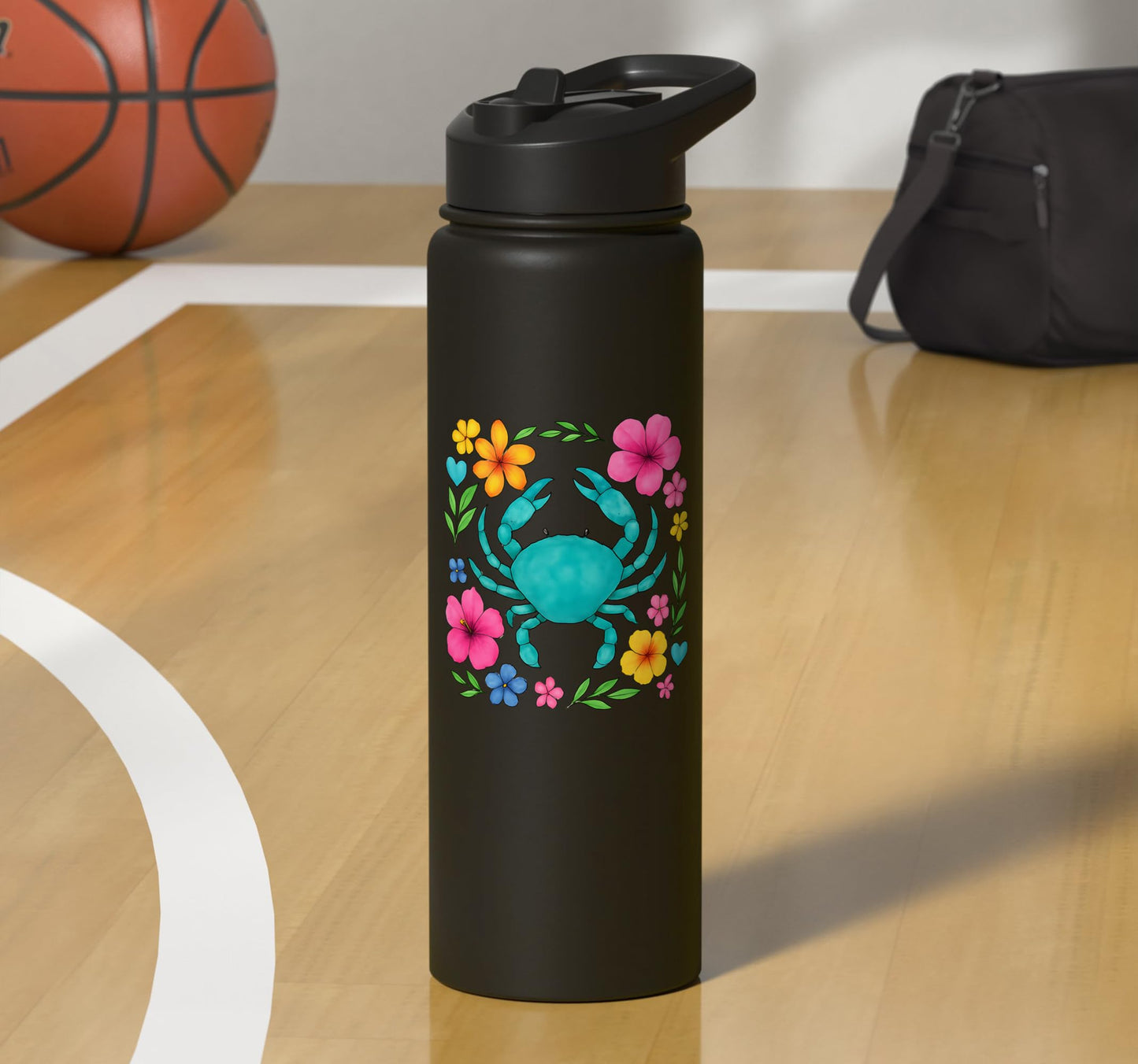 Boho Beach Crab Stainless Steel Insulated Water Bottle