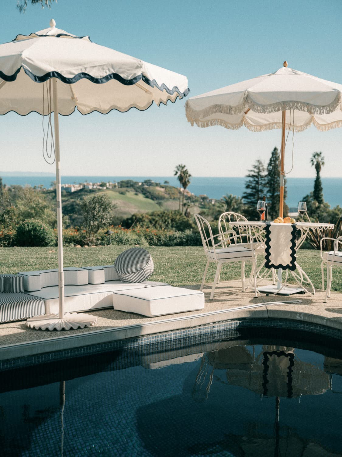 Business & Pleasure Co. The Clamshell Base - Outdoor Patio Umbrella Base - Antique White, 55lbs