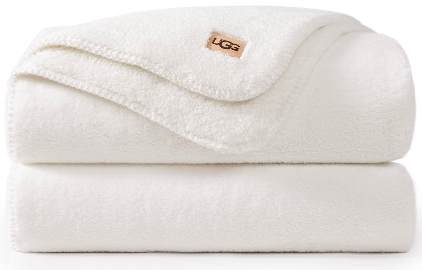 UGG Whitecap Plush Throw Blanket Fleece Soft Fuzzy Throw Blankets for Couch or Bed, Home Decor, Winter Blanket, Machine Washable, 50-inch x 70-inch, White Snow