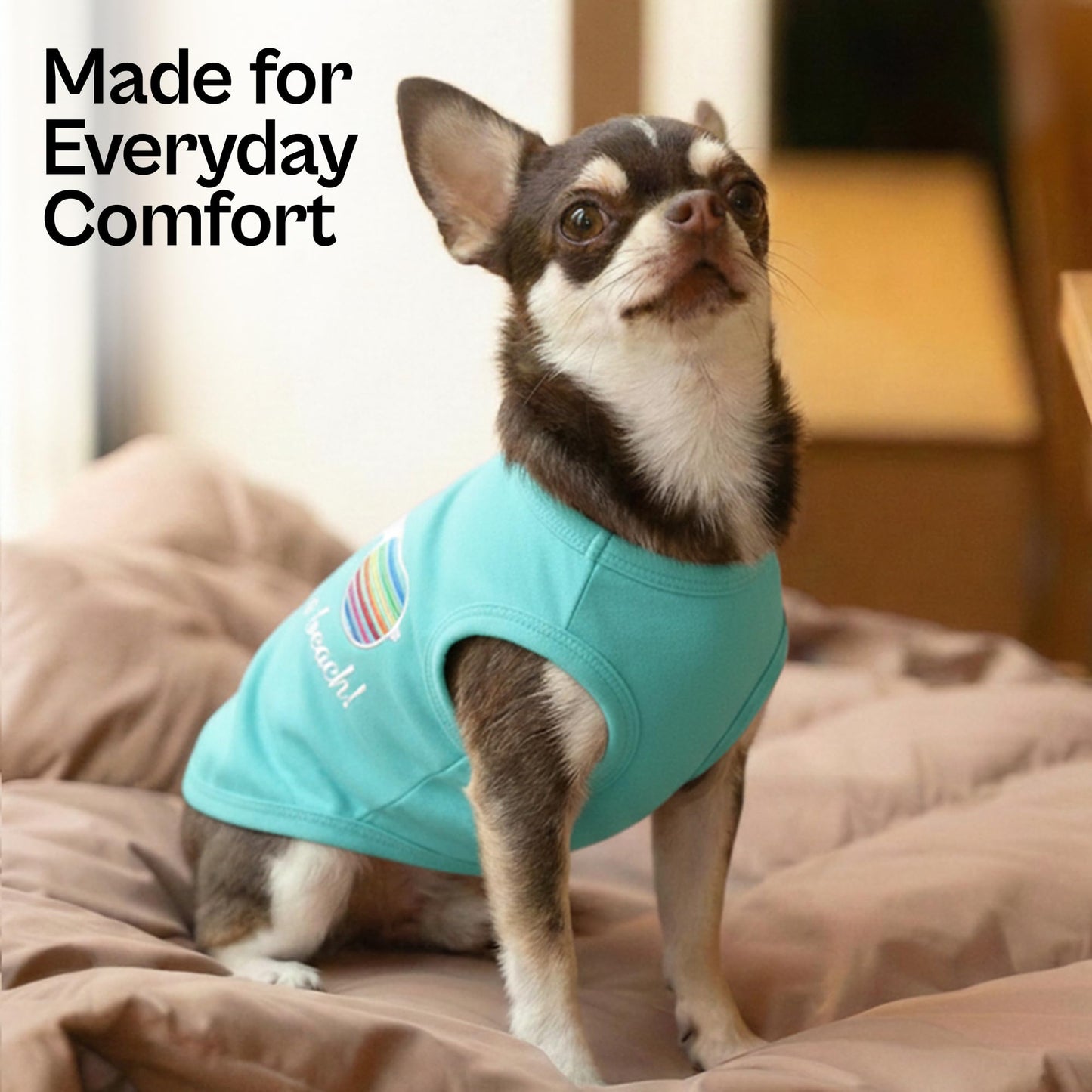 Parisian Pet Beach Dog Shirt – 100% Cotton Shirts for Small Dogs – Sleeveless Pet Vest – Lightweight and Breathable Dogs Apparel – Cute Summer Dog Clothes - Stretchy T Shirts for Pets