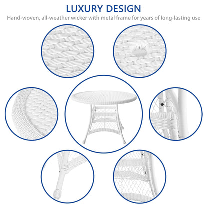 Jeco 5 Piece Wicker Outdoor Dining Set, White