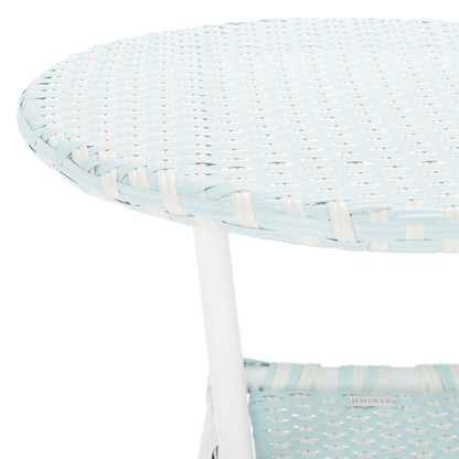 SAFAVIEH Outdoor Collection California Baby Blue/White Bistro Table (Fully Assembled)