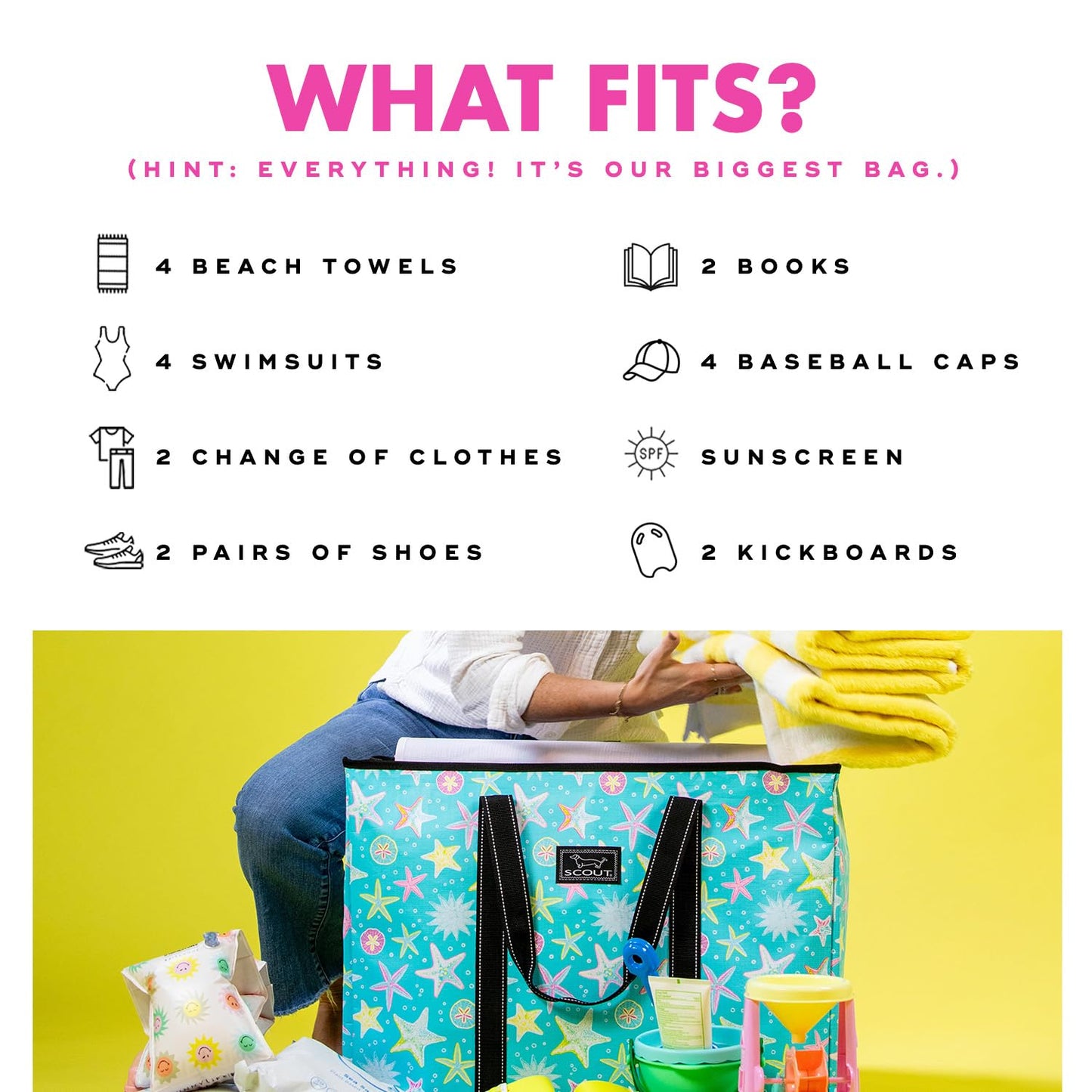 SCOUT 4 Boys Bag, Extra Large Water-Resistant Family Beach Bag with Zip Closure