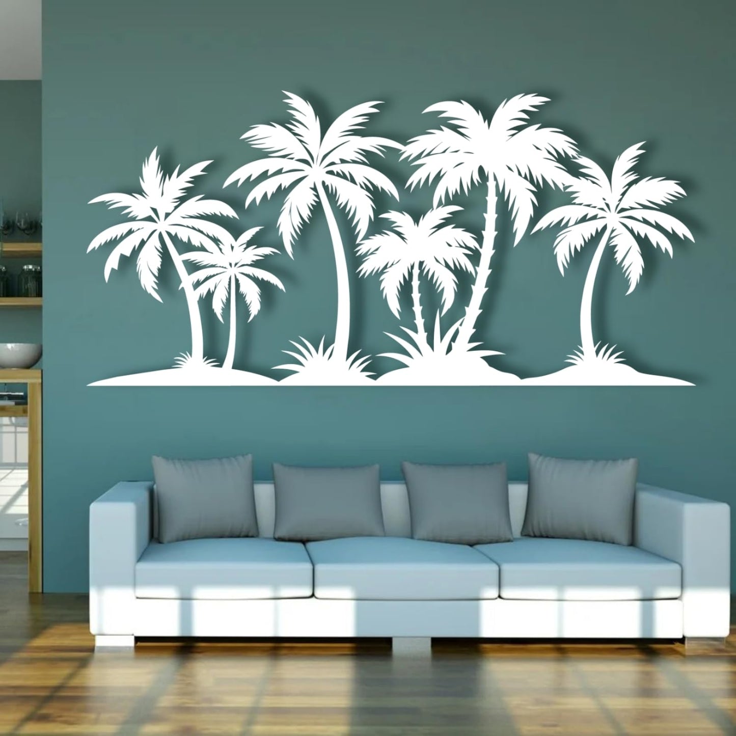 Metal Palm Tree Wall Decor,Metal Palm Tree,Palm Tree Metal Wall Art,Tropical Metal Wall Art,Beach Wall Decor,Coastal Metal Wall Art,Palm Tree Metal Wall Decor (style 1,white,79"L x 38"W/200 x 97cm)