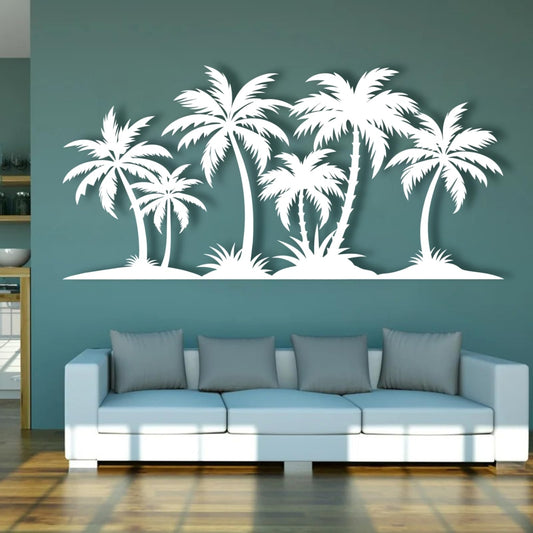 Metal Palm Tree Wall Decor,Metal Palm Tree,Palm Tree Metal Wall Art,Tropical Metal Wall Art,Beach Wall Decor,Coastal Metal Wall Art,Palm Tree Metal Wall Decor (style 1,white,79"L x 38"W/200 x 97cm)