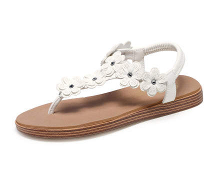 Skechers Women's SUMMER COVE - BEACH BLOOM, Flower Rhinestone Slingback, Off White, 11M