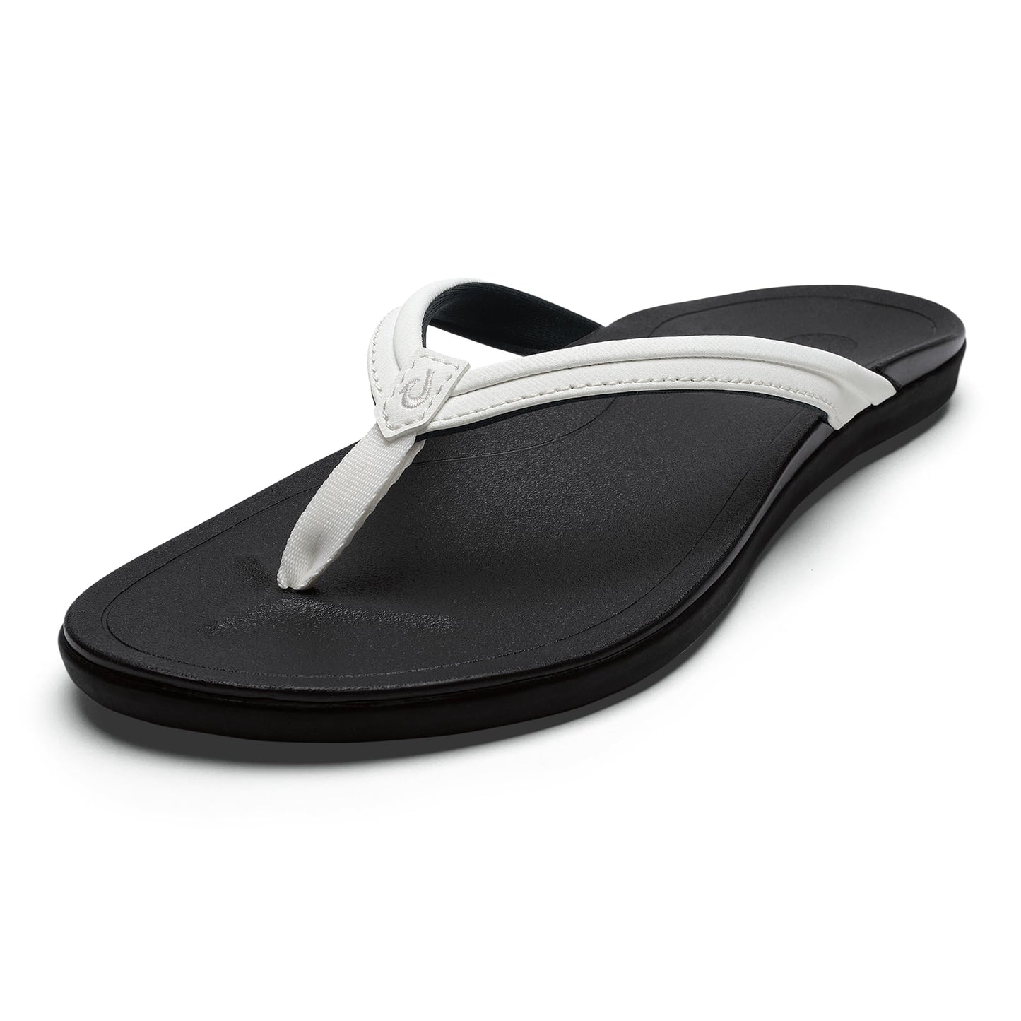 OLUKAI Ho'opio Malua Women's Water Friendly Sandals, Flip Flops for Beach & Everyday, Arch Support & Comfort Fit, Bright White/Bright White, 11