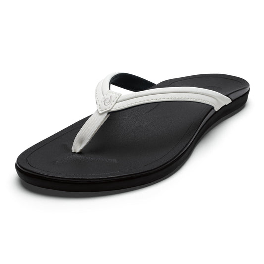 OLUKAI Ho'opio Malua Women's Water Friendly Sandals, Flip Flops for Beach & Everyday, Arch Support & Comfort Fit, Bright White/Bright White, 11