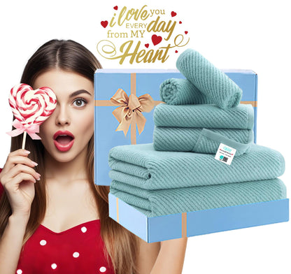 Towels for Bathroom - 100% Cotton | Lightweight | Thick | Soft, Quick Dry Towels, Bath Towel Set of 6 Large, 2 Bath 30"x56", 2 Hand 18"x28", 2 Washcloths 13"x13", Luxury Shower Towel Set, Aqua Teal
