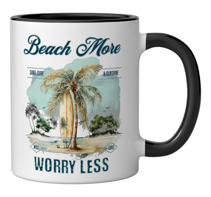 Beach More Vintage Ceramic Mug, Black/White