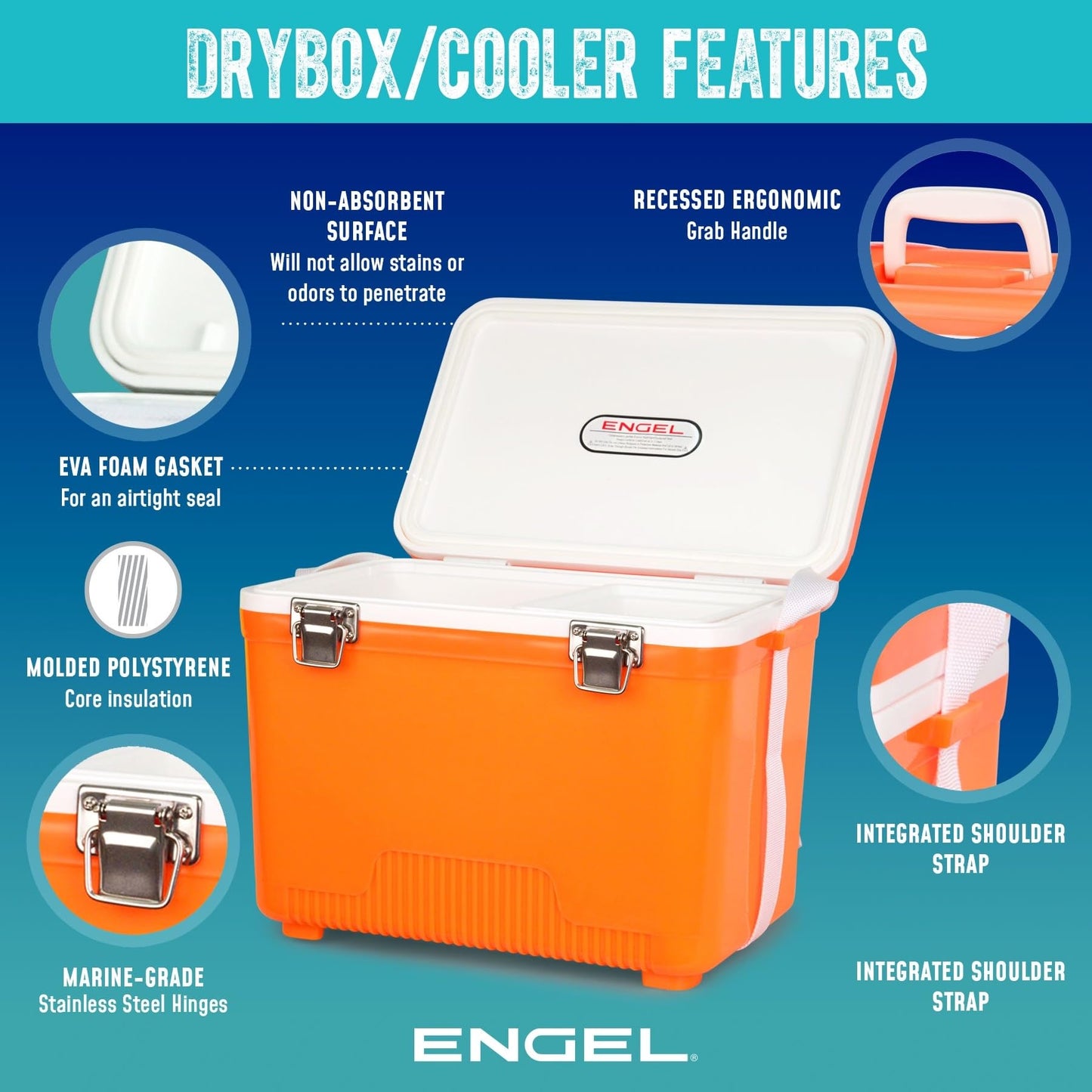 Engel UC13 13 Quart Leak-Proof, Air Tight, Drybox Cooler and Small Hard Shell Lunchbox for Men and Women in Seafoam