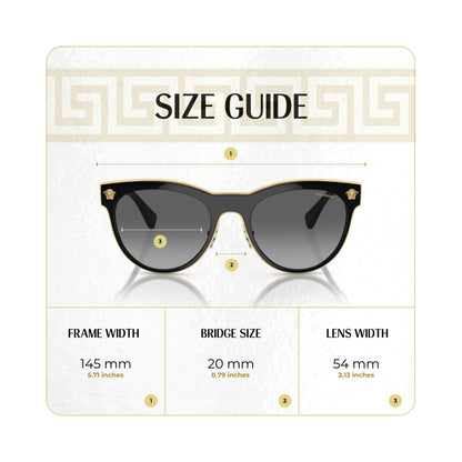 Versace VE2198 MEDUSA CHARM 1002T3 54MM Black/Light Grey Gradient Grey Polarized Round Sunglasses For Women +BUNDLE with ACCESSORY EYEWEAR KIT