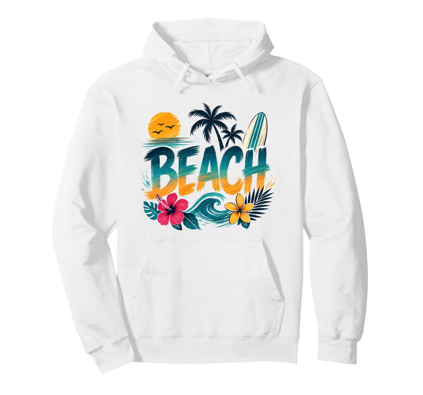 Beach Wave Tropical Pullover Hoodie
