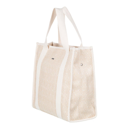 Roxy Cotton Tote Bag | Everyday Carry | Beach | Travel | Vacation | Reusable | Lightweight, Seas The Day - Natural
