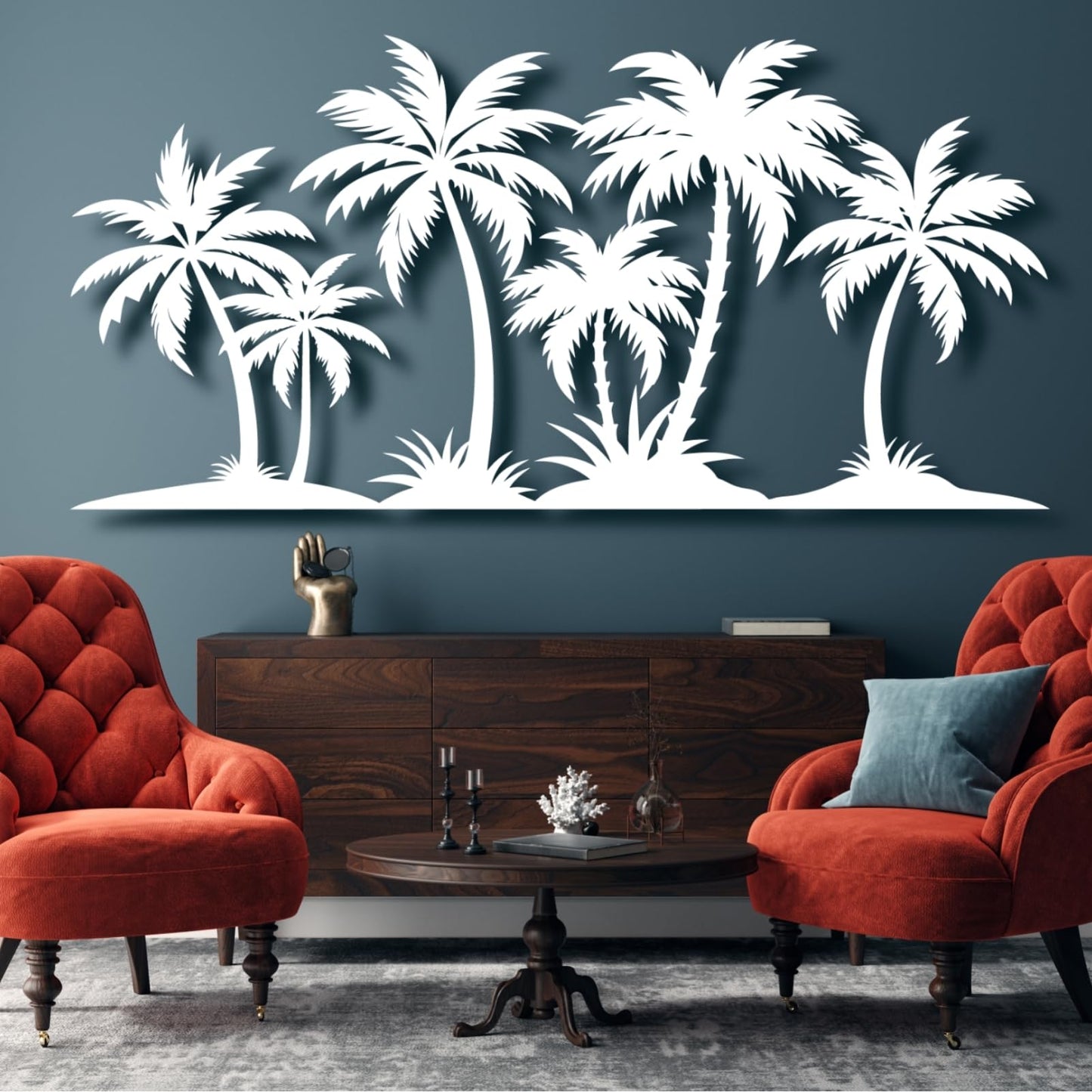Metal Palm Tree Wall Decor,Metal Palm Tree,Palm Tree Metal Wall Art,Tropical Metal Wall Art,Beach Wall Decor,Coastal Metal Wall Art,Palm Tree Metal Wall Decor (style 1,white,79"L x 38"W/200 x 97cm)