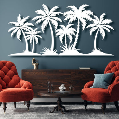 Metal Palm Tree Wall Decor,Metal Palm Tree,Palm Tree Metal Wall Art,Tropical Metal Wall Art,Beach Wall Decor,Coastal Metal Wall Art,Palm Tree Metal Wall Decor (style 1,white,79"L x 38"W/200 x 97cm)