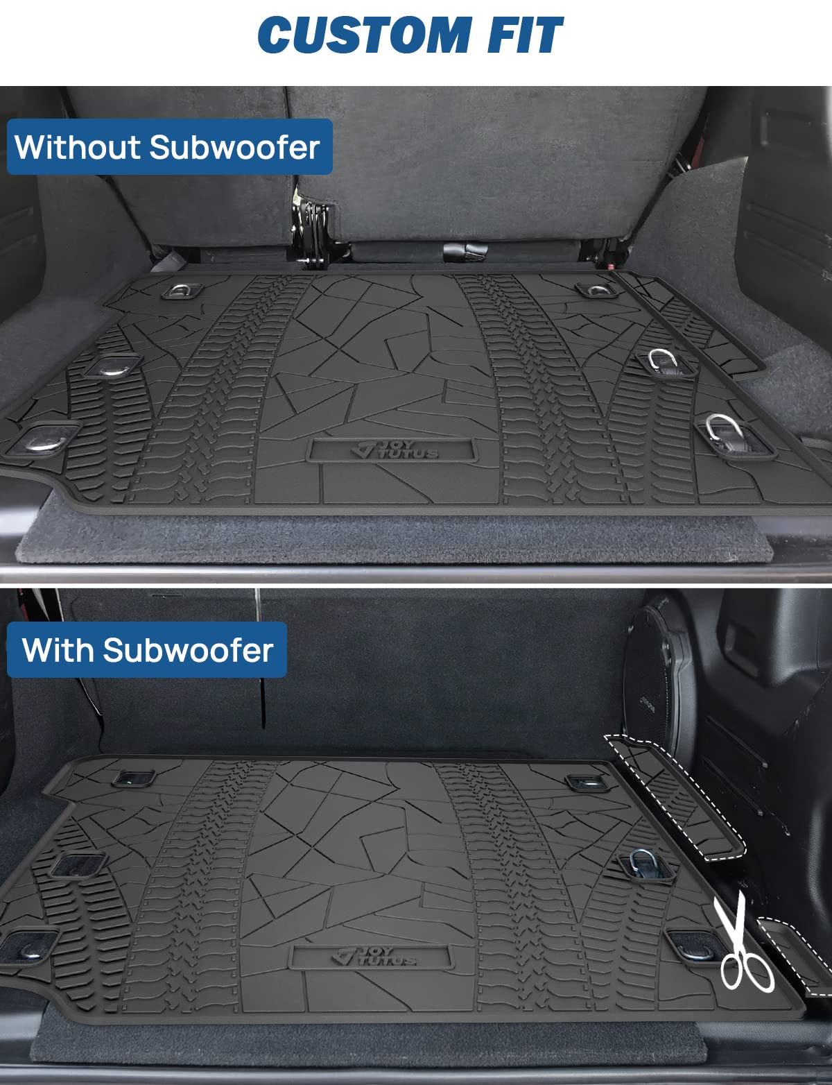 JOYTUTUS Cargo Mat fits 2018-2026 Wrangler JL 4X4 with OEM Subwoofer, All-Weather Guard Trunk Mat Cargo Liners Heavy Duty Waterproof Odorless Durable for Wrangler JL 2018-2026 4 Door - NOT FIT 4XE
