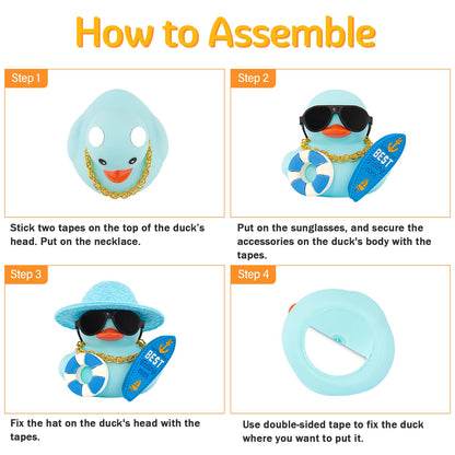 wonuu Summer Beachy Vacation Duckies, Tropical Paradise Rubber Duck Beach Surfing Ocean Voyage Rubber Ducks (Yellow, Coconut Drink, Palm Tree)