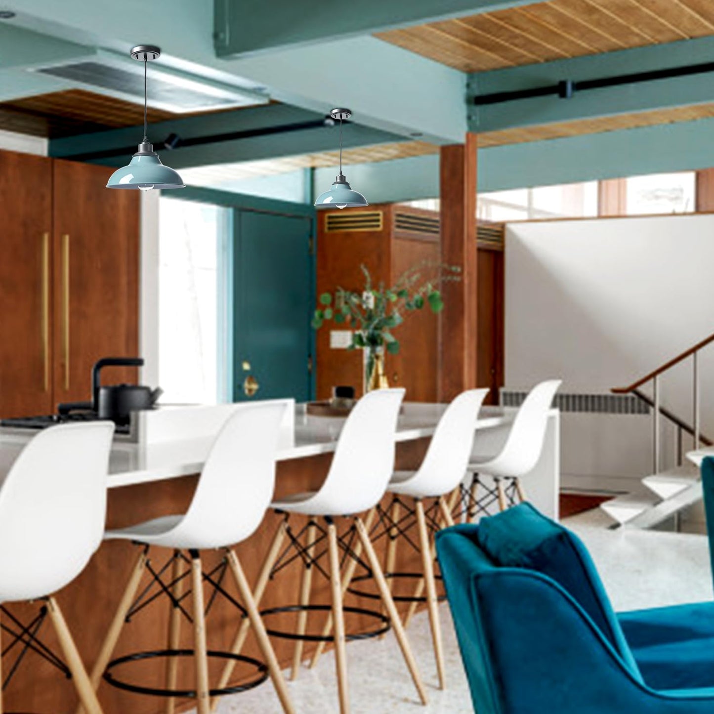 SHAWNKEY Pendant Light Fixture Modern Pendant Lights Kitchen Island for Breadfast Nook Bar Dinning Room Coffee Shop Sea Blue Green Nordic Style