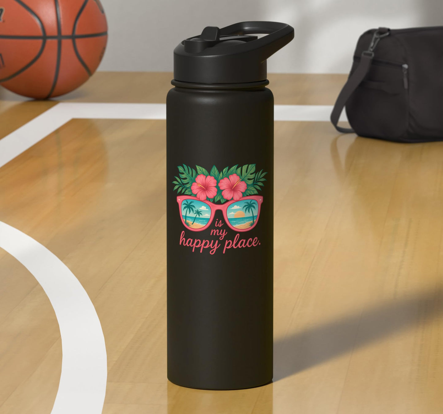 The Beach Is My Happy Place Stainless Steel Insulated Water Bottle