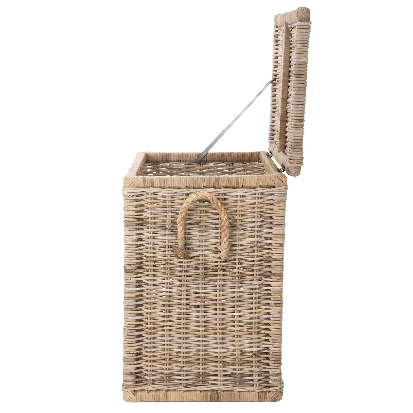 Kouboo Tall Rattan Storage Basket with Handles and Lid Wicker Trunk for Bedroom, Bathroom or any Room Natural Coastal Beach Style Decor 24 in. H x 24 in. W x 16 in. D - from