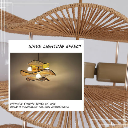 WHITECYGNET 24in Farmhouse Rattan Chandeliers Dining Room 3-Tier Large Wicker Chandelier Living Room Boho Light Fixture Rattan Pendant Lights Kitchen Island Woven Hanging Lighting for Bedroom