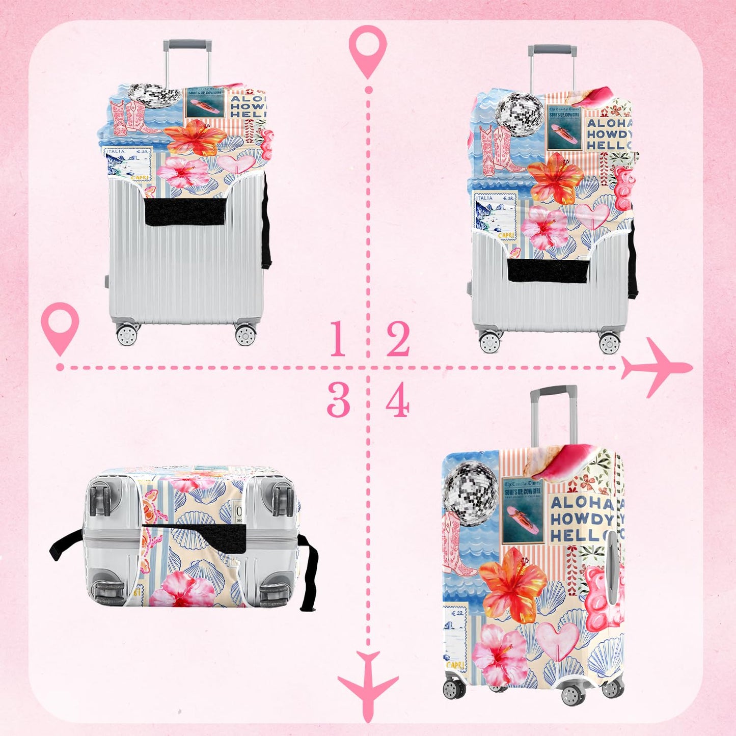 Vehcimbev Holiday Surf's Up Travel Luggage Cover Coastal Life Travel Suitcase Cover Anti-scratch Suitcase cover Fits 18-20 Inch Luggage Cover