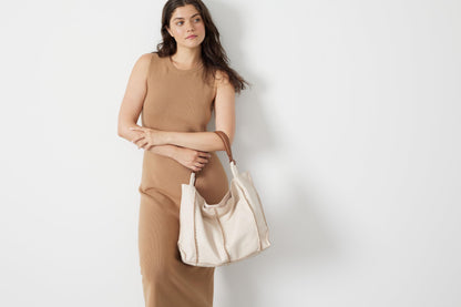 The Sak Los Feliz Large Tote Bag - Premium Leather Handbag With Stylish Design For Everyday, Travel, Beach Bag - Roomy, Durable, Lined Purse With Shoulder Bag Strap, Zipper Pocket