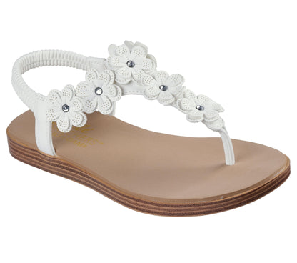 Skechers Women's SUMMER COVE - BEACH BLOOM, Flower Rhinestone Slingback, Off White, 11M