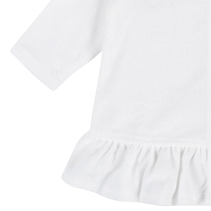 Gerber Baby Girls Toddler Zipper Hoodie Terry Swimsuit Cover Up, White, 18 Months