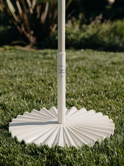 Business & Pleasure Co. The Clamshell Base - Outdoor Patio Umbrella Base - Antique White, 55lbs