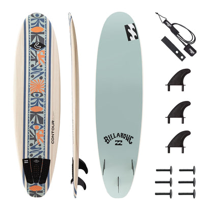 Billabong x CONTOUR SURF Aero 7ft Soft Top Foam Surfboard for Beginner Adults and Kids Lightweight Shortboard for Surfing Durable, Stable, and Easy to Ride for All Levels Surfers
