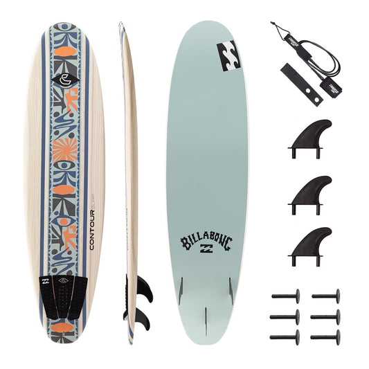 Billabong x CONTOUR SURF Aero 7ft Soft Top Foam Surfboard for Beginner Adults and Kids Lightweight Shortboard for Surfing Durable, Stable, and Easy to Ride for All Levels Surfers