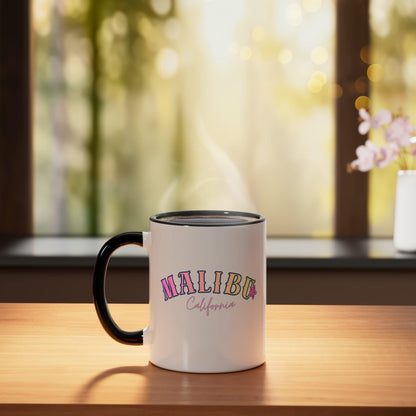 Malibu California Tropical Ceramic Mug, Black/White
