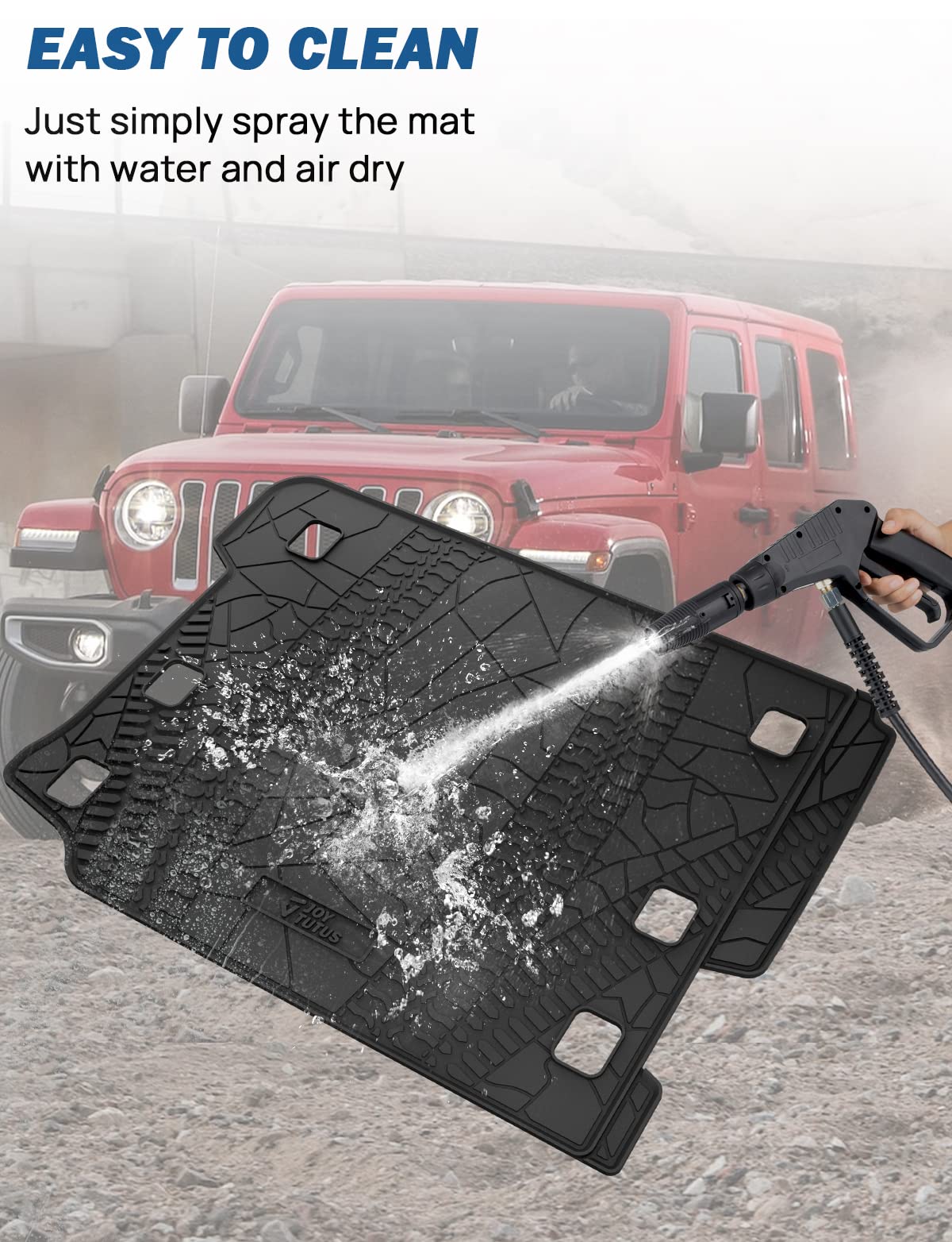 JOYTUTUS Cargo Mat fits 2018-2026 Wrangler JL 4X4 with OEM Subwoofer, All-Weather Guard Trunk Mat Cargo Liners Heavy Duty Waterproof Odorless Durable for Wrangler JL 2018-2026 4 Door - NOT FIT 4XE