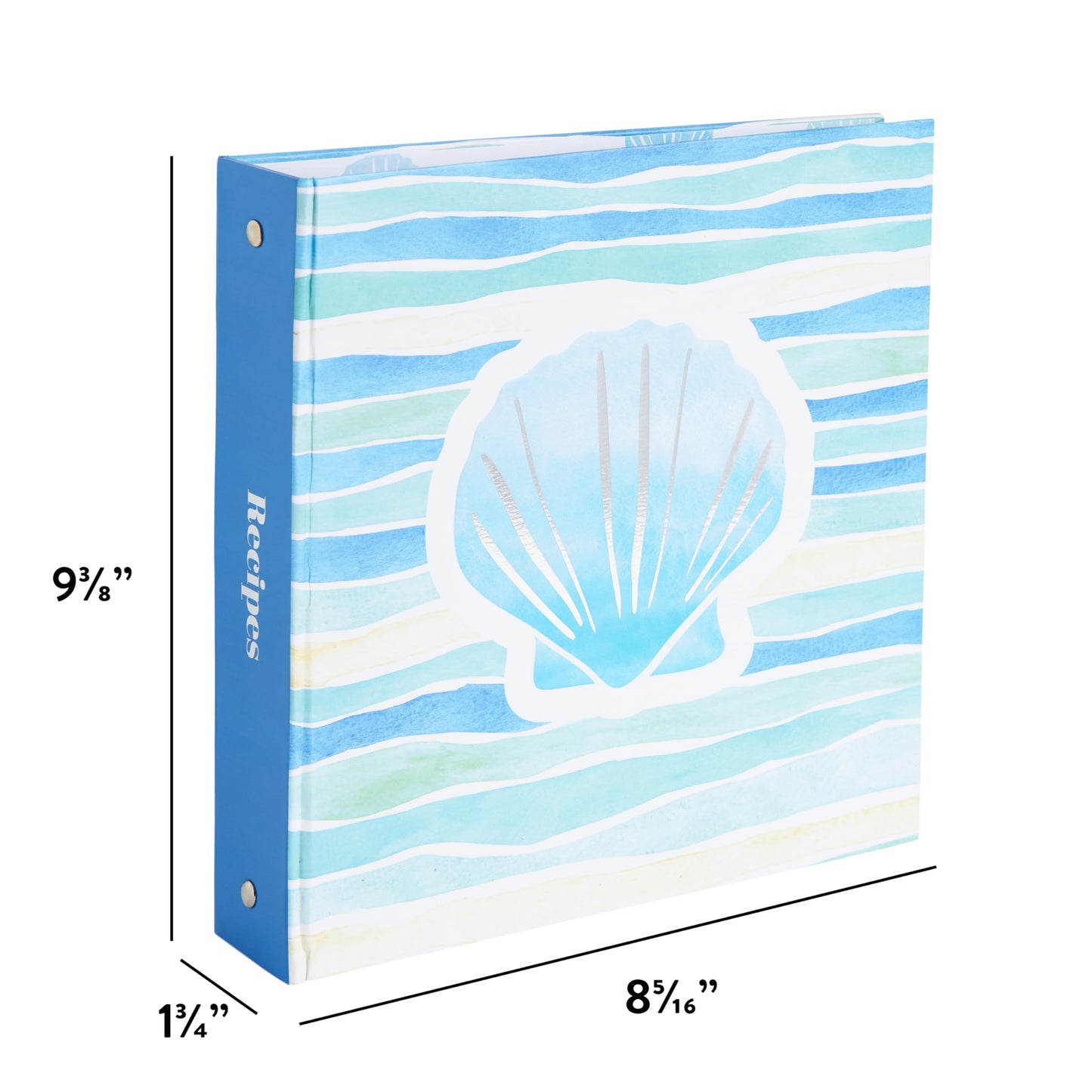 C.R. Gibson Coastal Kitchen Recipe Pocket Page Binder - Recipe Binder with Pocket Pages for Organizing Recipes