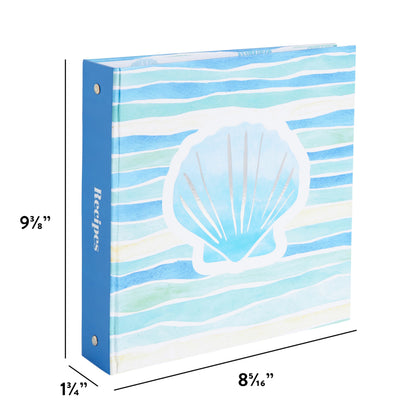 C.R. Gibson Coastal Kitchen Recipe Pocket Page Binder - Recipe Binder with Pocket Pages for Organizing Recipes