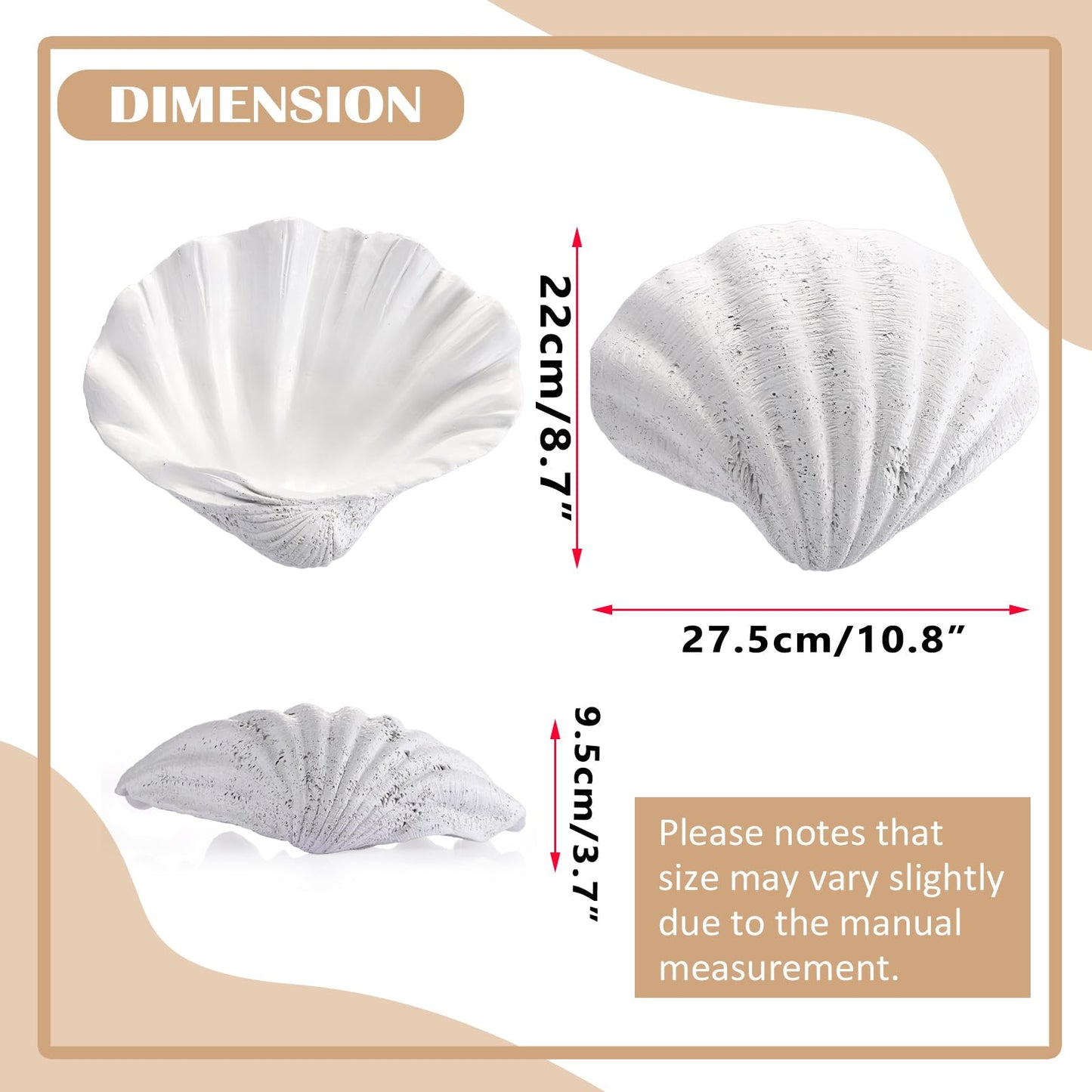 GUSHBIN Resin Seashell Decorative Bowl for Home Decor Key Bowl for Entryway Table Catch All Bowl for Candy Makeup Jewelry Display Holder, White