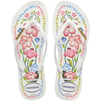 Havaianas Women's Slim Tropicalia Vibes Flip Flop - White, 11/12