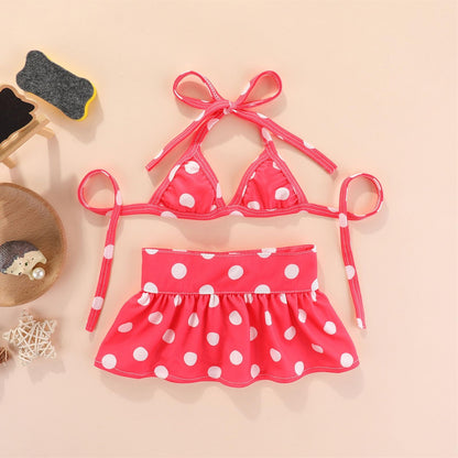 Junchl Small Dog Bikini,Summer Pet Swimsuit Puppy Bathing Dress Beach Clothes, Hawaiian Party Pet Costume Outfit for Puppy Cat Kitten Pink Polka Dots L