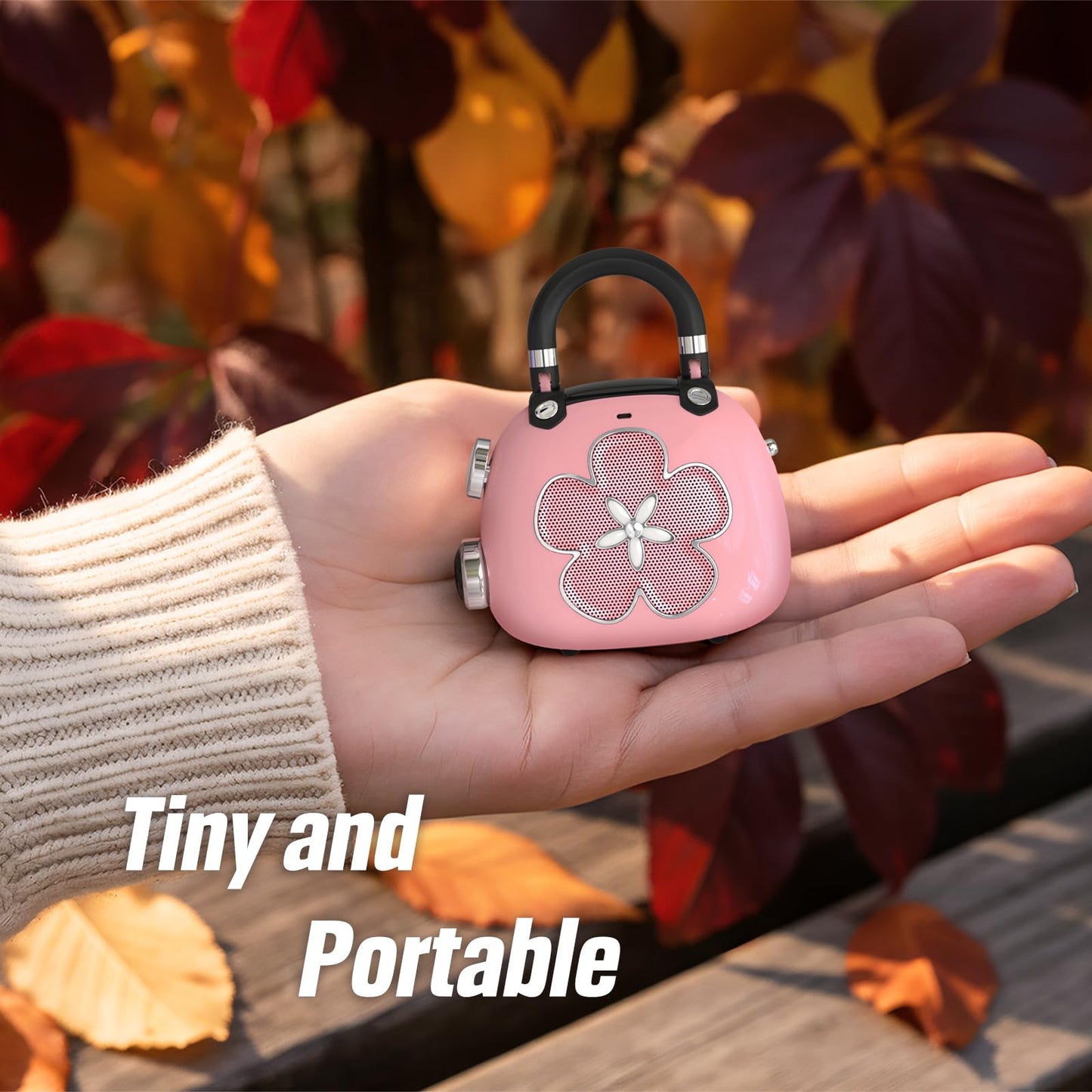 DOSS Candy 2-in-1 Mini Bluetooth Speaker & Cute Bag Charm with Loud Sound - A Perfect Fusion of Impressive Sound and Fashion Charm, Crafted to Surprise Women, Girlfriend, Wife, BFF, Teens-Light Pink